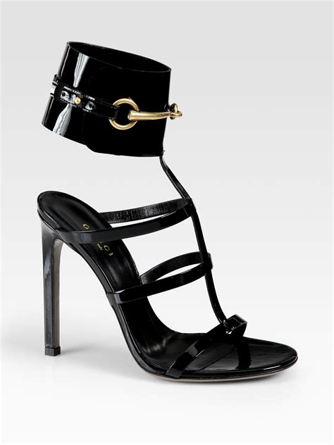 gucci horsebit leather sandals|Gucci black high heel sandals.